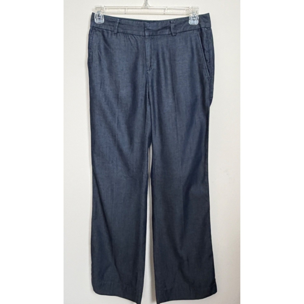 Banana Republic‎ Wide Leg Chambray Pants Womens 4 Indigo Lyocell NWT